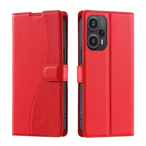 Funda de Cuero Ultrafina con Puntos de Voltaje para Redmi Note 12 Turbo 5G (Roja)