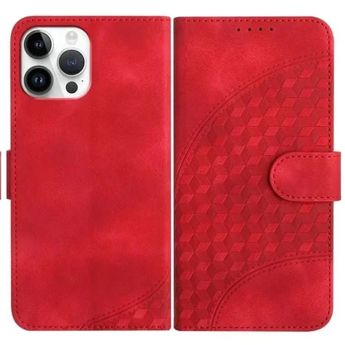 Funda de Cuero Yx0060 para iPhone 12 Pro Max con Relieve y Cabeza de Elefante con Cordón (Rojo)