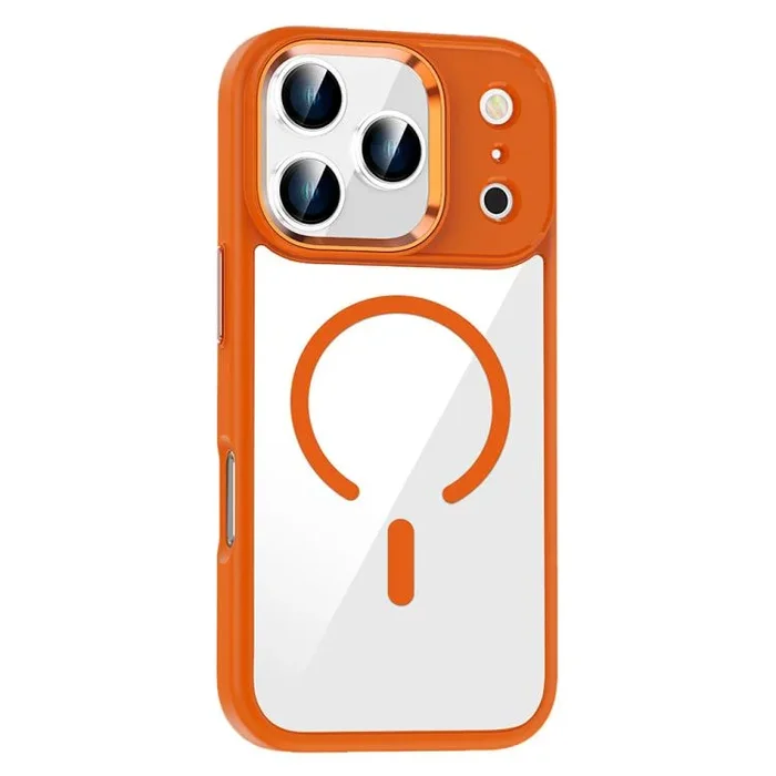 Funda de PC transparente MagSafe antihuellas para iPhone 17 Pro (naranja)