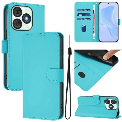 Funda de Piel con Cordón para Teléfono Itel A50 Skin Feel (Azul Lago)