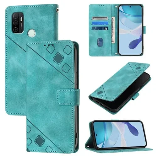 Funda de Piel con Relieve para Teléfono Oppo A11S 4G (Verde)