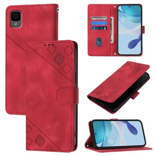 Funda de Piel con Relieve para Teléfono TCL 30Z T602Dl (Roja)