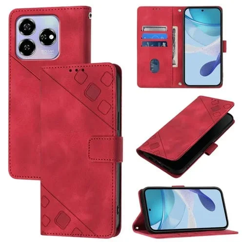 Funda de Piel con Relieve para Teléfono ZTE Blade V60 y Axon 60 4G (Roja)
