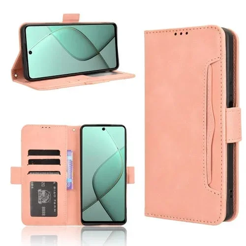 Funda de Piel con Textura de Becerro para Tecno Spark 20 Pro 5G con Ranuras para Tarjetas (Rosa)