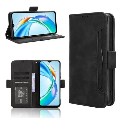 Funda de Piel con Textura de Becerro y Ranuras para Tarjetas para Honor X5B 4G (Negra)