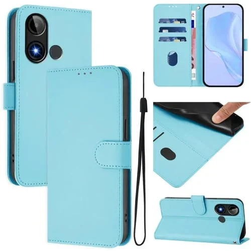 Funda de piel sintética Blu C9 con cordón para teléfono (Azul Cielo)