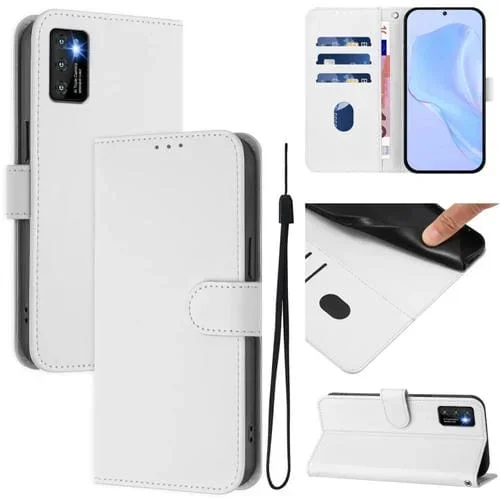 Funda de Piel Sintética con Cordón para Cubot P50 (Blanco)