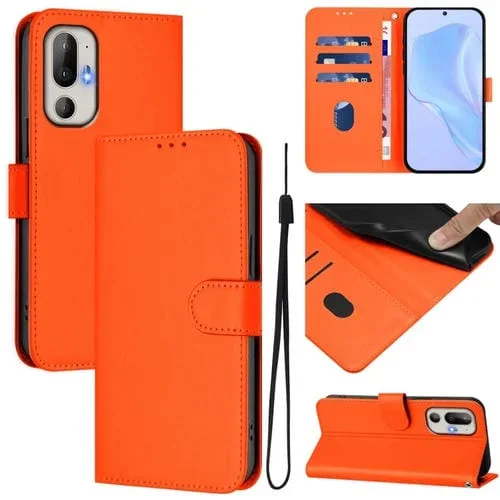 Funda de Piel Sintética con Cordón para HTC U24 Pro (Naranja)