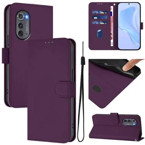 Funda de Piel Sintética con Cordón para Motorola Edge 2022 (Violeta)