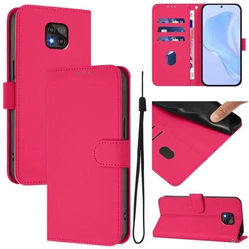 Funda de Piel Sintética con Cordón para Motorola Moto G Power (2021) (Rosa y Rojo)