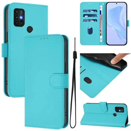 Funda de Piel Sintética con Cordón para Motorola Moto G30/G10/G20 (Azul Lago)