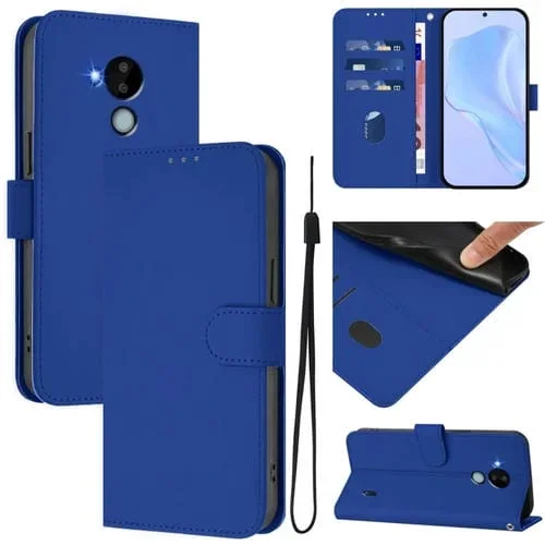 Funda de Piel Sintética con Cordón para Nokia C30 (Azul Oscuro)