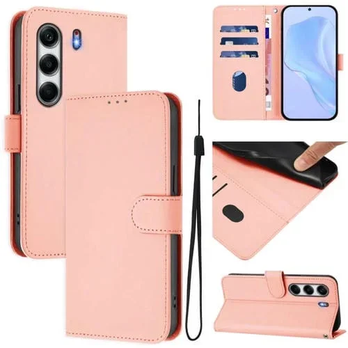 Funda de Piel Sintética con Cordón para Tecno Camon 40 4G (Rosa)
