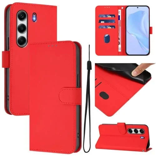 Funda de Piel Sintética con Cordón para Tecno Camon 40 Pro 4G (Rojo)
