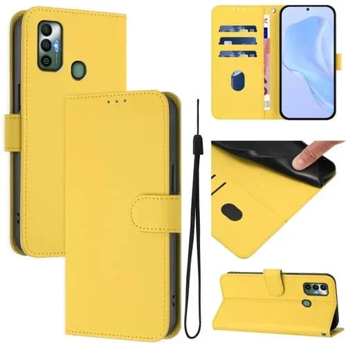 Funda de Piel Sintética con Cordón para Tecno Spark 7/7T (Amarillo Limón)