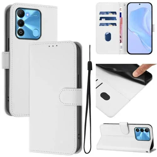 Funda de Piel Sintética con Cordón para Tecno Spark Go 2022/8C (Blanco)