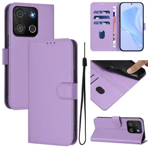 Funda de Piel Sintética con Cordón para Teléfono Itel A05S (Morado Lavanda)