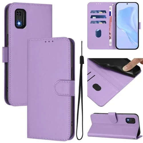 Funda de Piel Sintética con Cordón para Teléfono Itel A23 Pro Skin Feel (Morado Lavanda)
