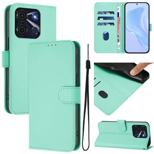 Funda de Piel Sintética con Cordón para Teléfono Itel A60/A60S (Verde Menta)