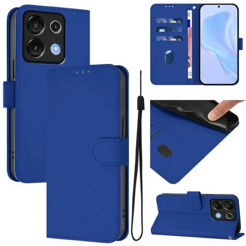 Funda de Piel Sintética con Cordón para Teléfono Umidigi G9 5G (Azul Oscuro)