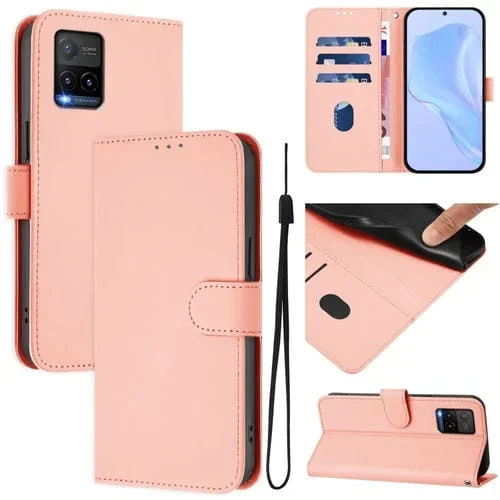 Funda de Piel Sintética con Cordón para Vivo Y33S 4G Global / Y21 2021 (Rosa)