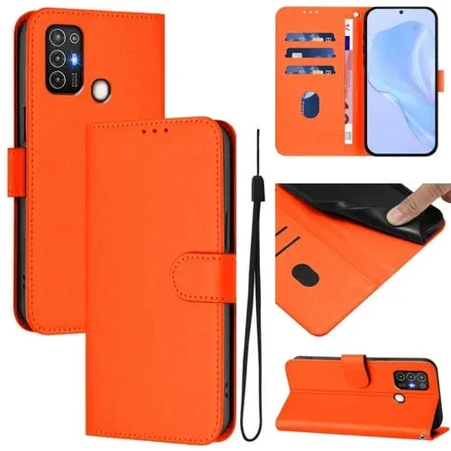 Funda de Piel Sintética con Cordón para ZTE Blade A52 (Naranja)