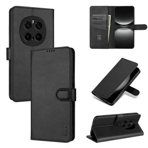 Funda de Piel Sintética con Tapa y Textura de Piel de Becerro para Honor Magic7 Pro Azns (Negra)