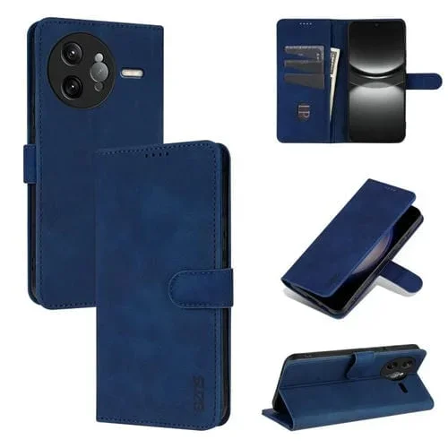 Funda de Piel Sintética con Tapa y Textura de Piel de Becerro para Redmi K80 Pro Azns (Azul)