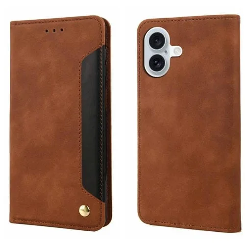 Funda de piel sintética con textura para iPhone 17 (marrón)