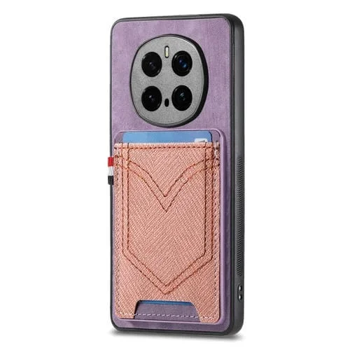 Funda de Piel Sintética con Textura Vaquera y Ranura para Tarjetas para Honor Magic7 Pro (Morado)