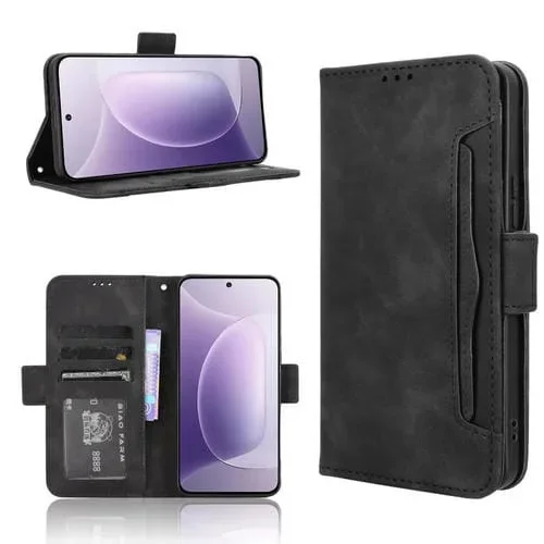Funda de Piel Textura Becerro con Ranuras para Tarjetas para Honor 300 5G (Negra)