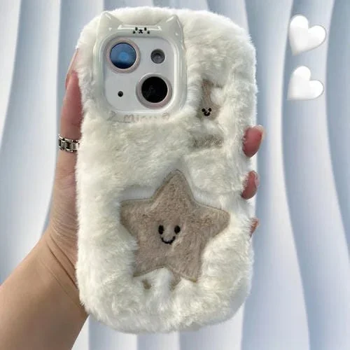 Funda de Silicona con Bordado de Felpa para iPhone 13 (Pentagrama)