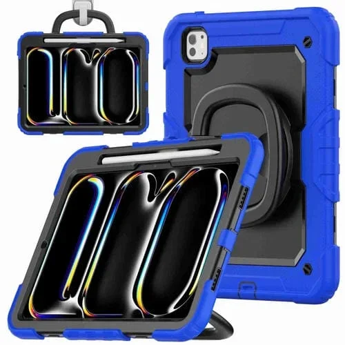 Funda de Silicona Hídrica para iPad Pro 11 (2024) con Correa para el Hombro (Azul Oscuro)