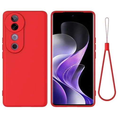 Funda de Silicona Líquida de Color Sólido para Vivo S19, a Prueba de Caídas y Cobertura Total (Roja)