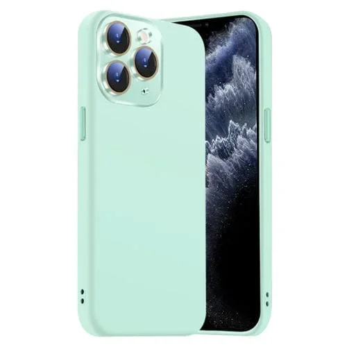 Funda de Silicona Líquida para iPhone 11 Pro Max con NanoLente (Cian Claro)