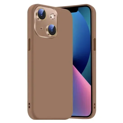 Funda de Silicona Líquida para iPhone 13 con NanoLente (Dorado del Desierto)