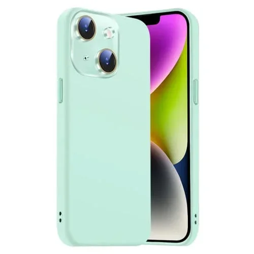 Funda de Silicona Líquida para iPhone 14 con NanoLente (Cian Claro)