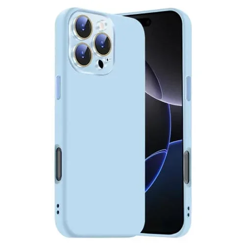 Funda de Silicona Líquida para iPhone 16 Pro con NanoLente (Azul Claro)