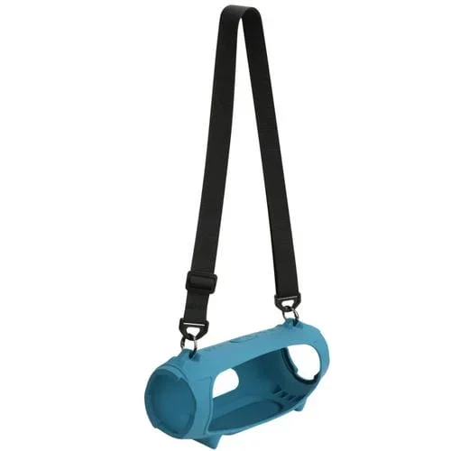 Funda de silicona para altavoz JBL Charge 5 con correa para el hombro y bolsa de transporte (Azul)