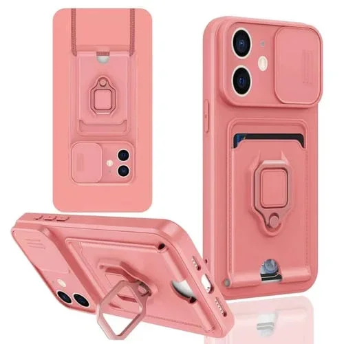 Funda de Silicona para iPhone 11 con Soporte para Tarjetas Magnético Deslizante Camshield (Rosa)