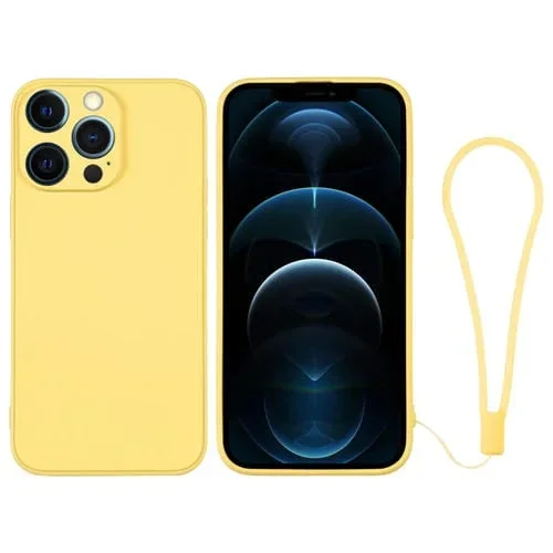 Funda de Silicona para iPhone 12 Pro Max con Correa para la Muñeca (Amarillo)