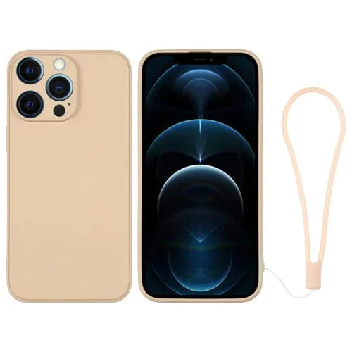 Funda de Silicona para iPhone 12 Pro Max con Correa para la Muñeca (Rosa Loto)