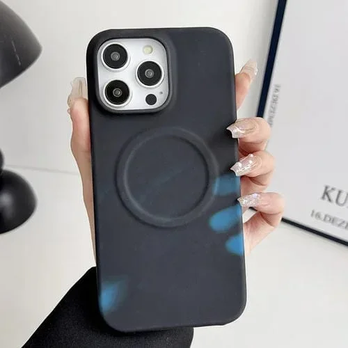Funda de Silicona para iPhone 15 Pro Max Magsafe con Sensor Térmico y Decoloración (Negro)