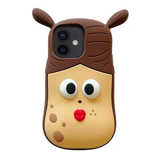 Funda de Silicona para Teléfono iPhone 12 3D Fun Braid Girl (Pinch Eyes)
