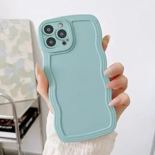 Funda de Silicona para Teléfono iPhone 13 Pro Wave Edge (Azul)