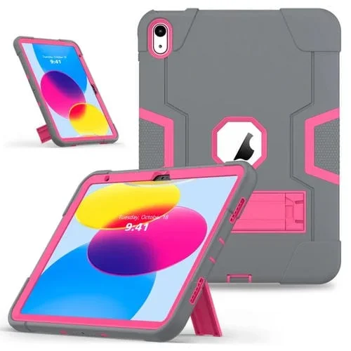 Funda de Silicona y PC con Soporte para iPad 2025/2022 (Gris, Rosa y Rojo)