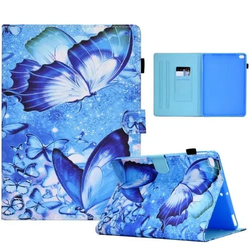 Funda de Tableta Cuero Tragamonedas Pluma Costura para iPad 9.7 (2018 y 2017) (Mariposas)