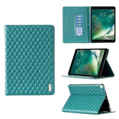 Funda de Tableta iPad Pro 10.5 (2019) y 10.2 Cuero Tapa Horizontal Textura Rombica (Verde)