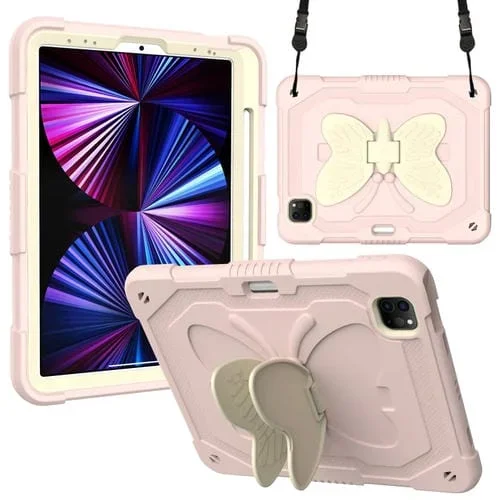 Funda de Tableta + Soporte Mariposa + Ranura Bolígrafo para iPad Pro 11 2018 2020 2021 y Air 2020 10.9 (Grance + Rose Gold)
