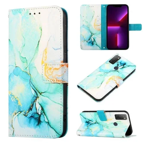 Funda de teléfono Alcatel 1S (2021) y 3L (2021) Pt003 patrón mármol cuero (Ls003)